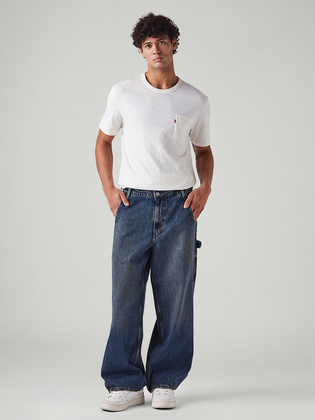Men's Blue Extra Baggy Loose Fit Mid Rise Jeans