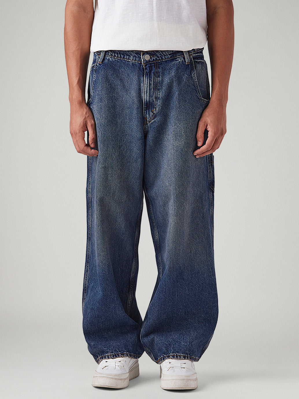 Men's Blue Extra Baggy Loose Fit Mid Rise Jeans