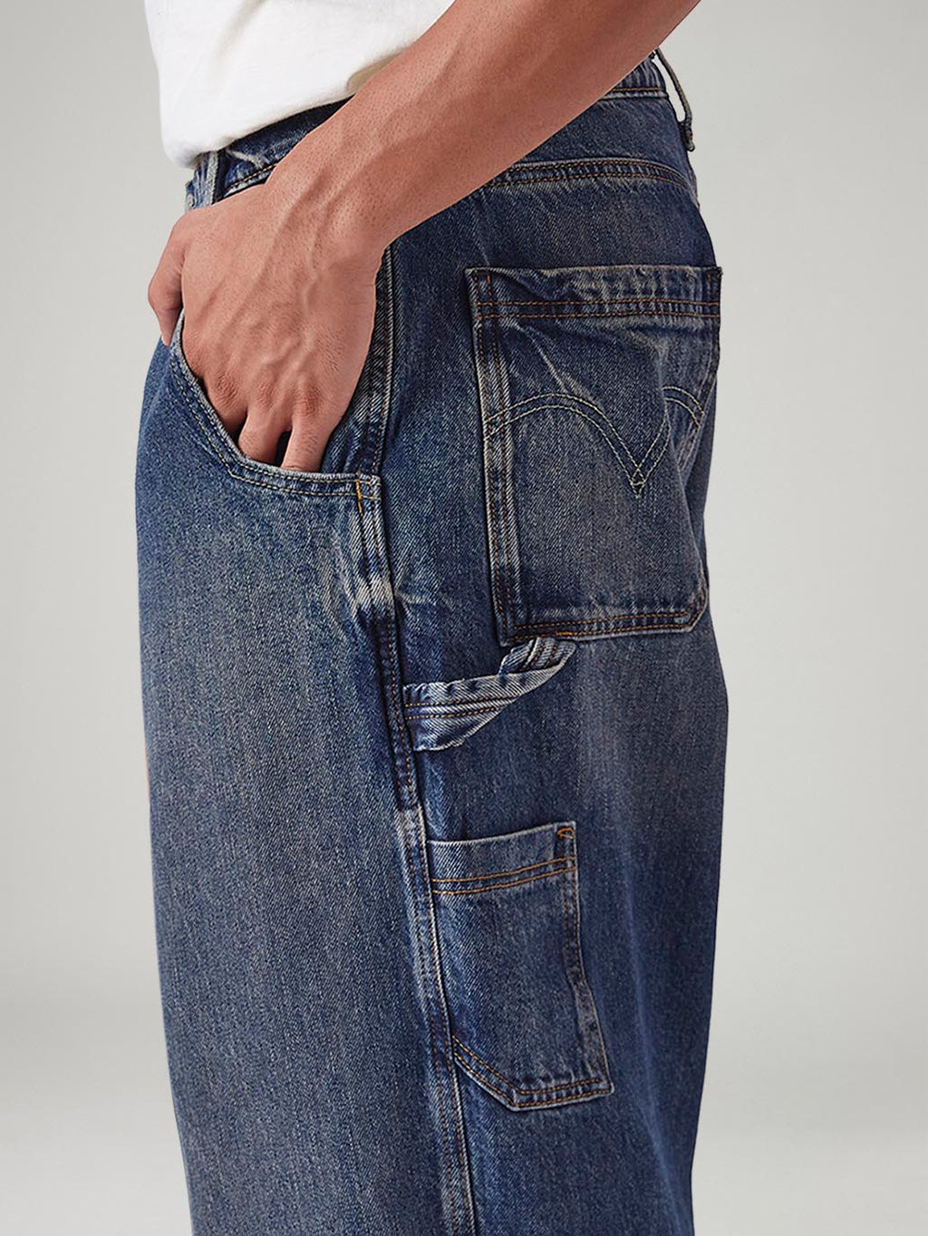 Men's Blue Extra Baggy Loose Fit Mid Rise Jeans