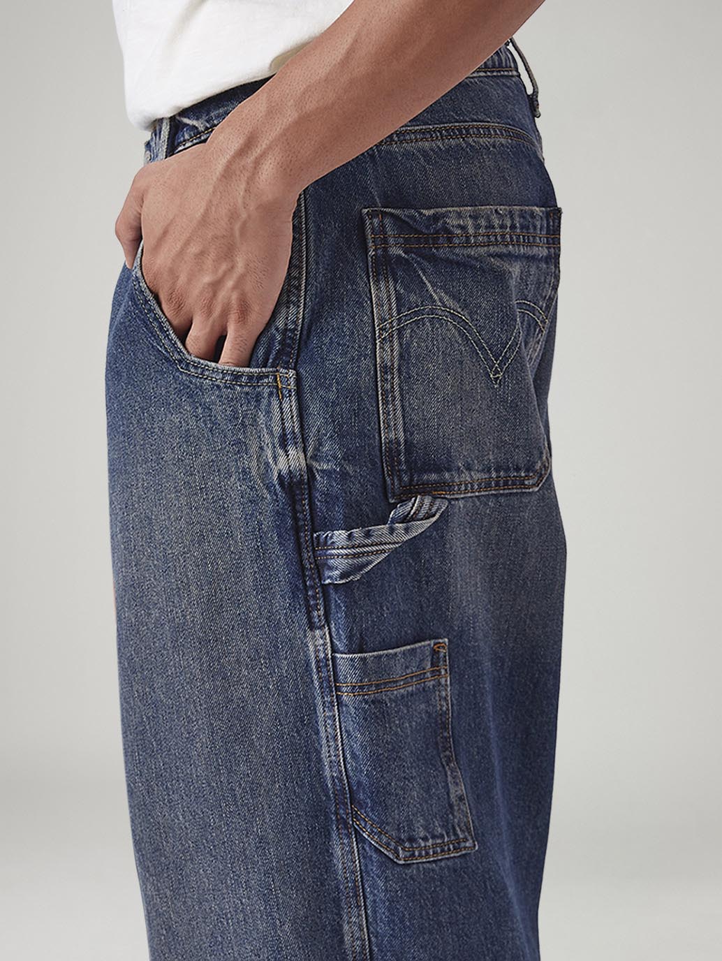 Men's Blue Extra Baggy Loose Fit Mid Rise Jeans