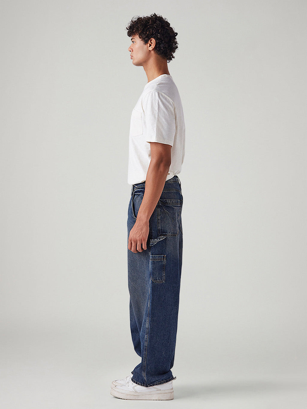 Men's Blue Extra Baggy Loose Fit Mid Rise Jeans