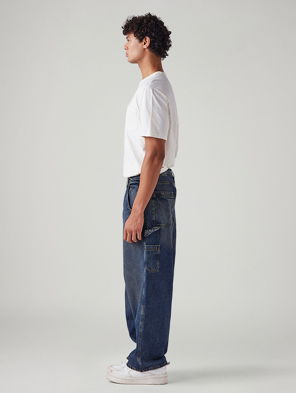 Men's Blue Extra Baggy Loose Fit Mid Rise Jeans