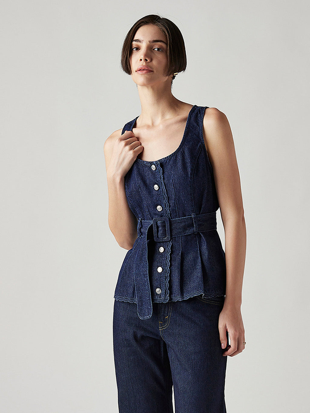 Women's Solid Slim Fit Denim Top