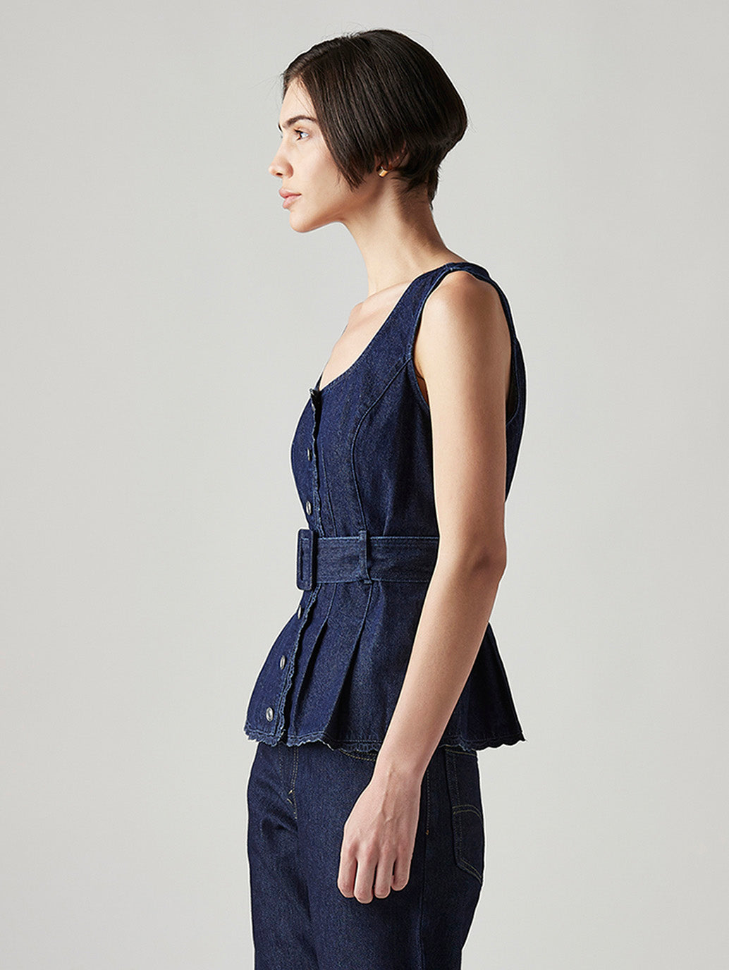 Women's Solid Slim Fit Denim Top