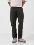 Men's Dark Olive Straight Fit Textured Casual Trouser