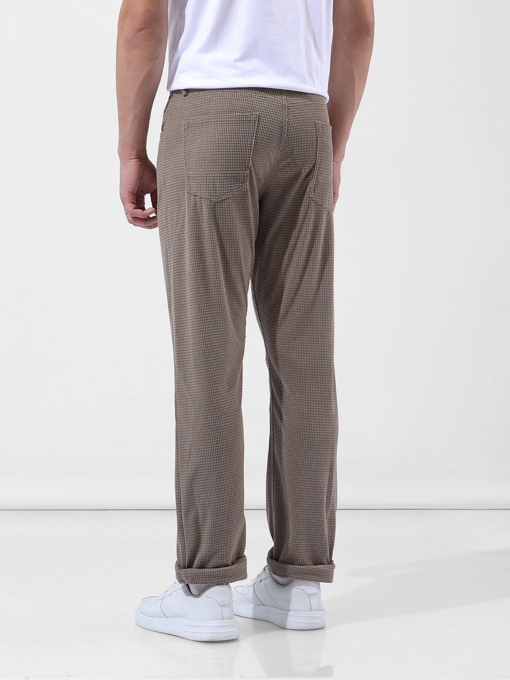 Men's Vetiver Straight Fit Textured Casual Trouser