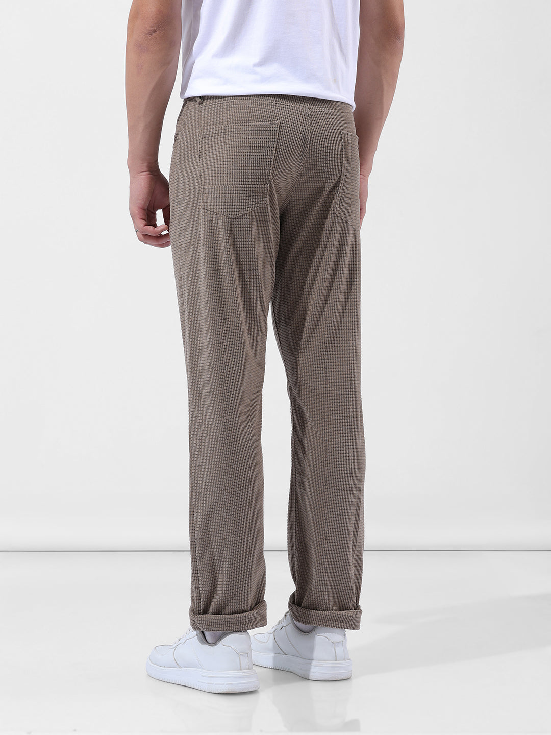 Men's Vetiver Straight Fit Textured Casual Trouser