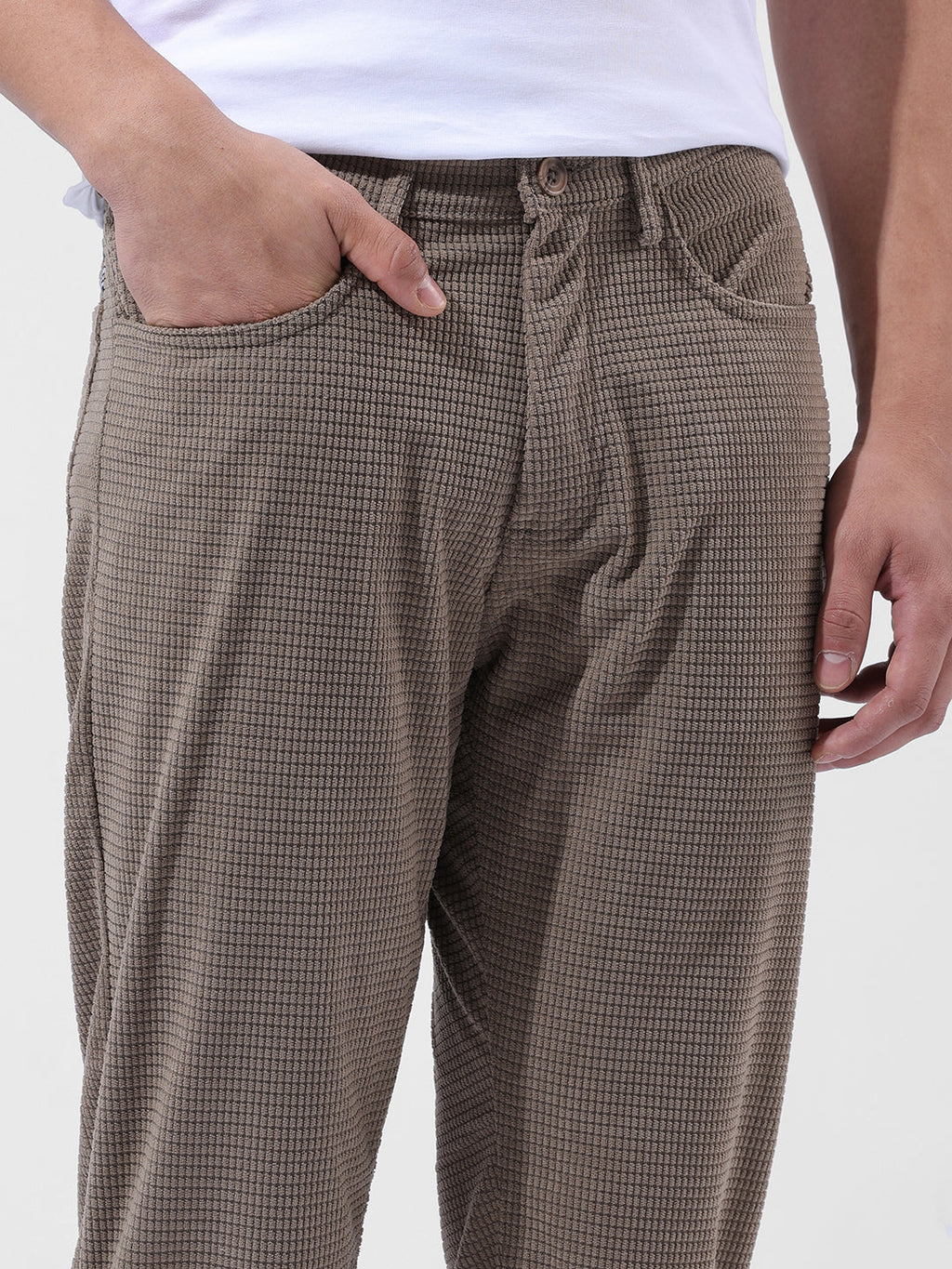 Men's Vetiver Straight Fit Textured Casual Trouser