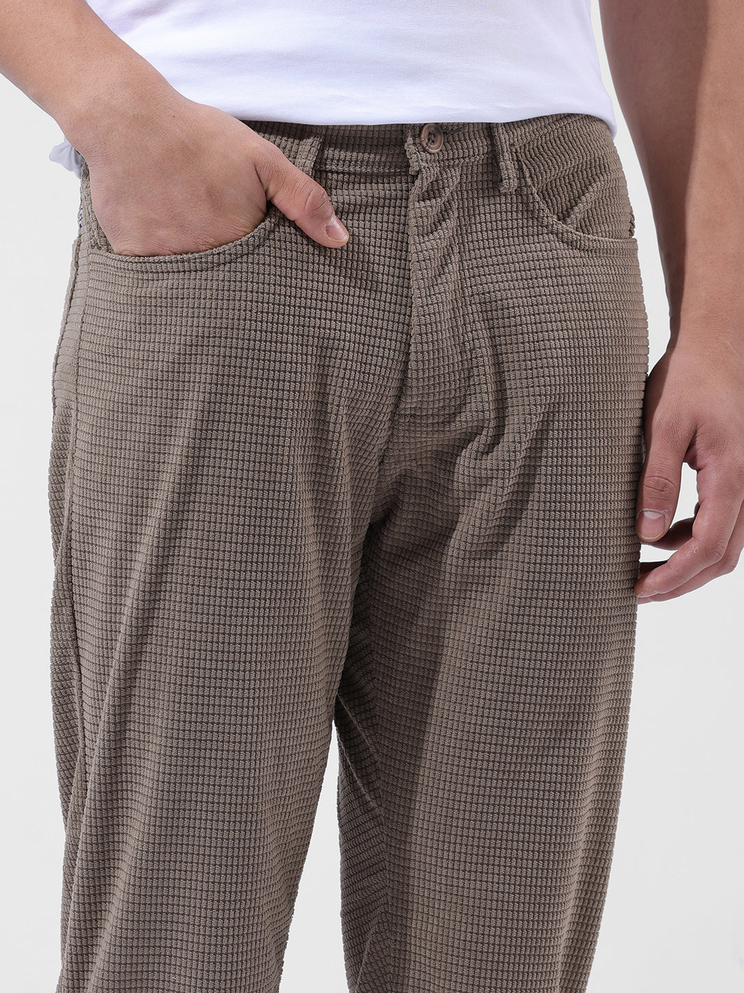 Men's Vetiver Straight Fit Textured Casual Trouser