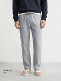 Men's Grey Relaxed Fit Solid Casual Trousers