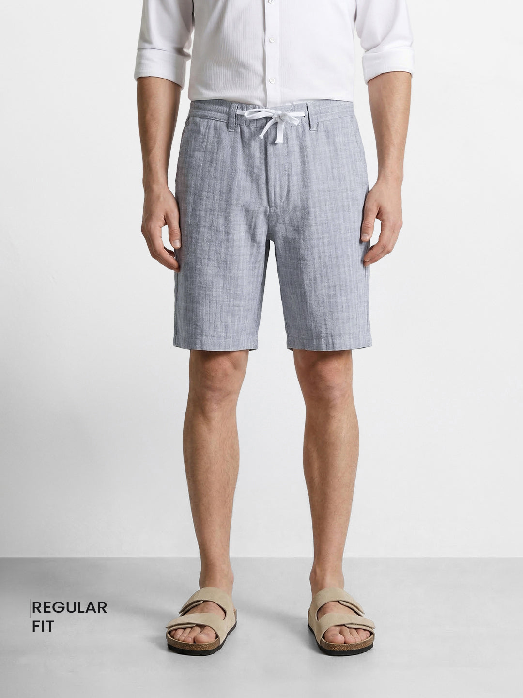 Men's Grey Regular Fit Solid Casual Shorts