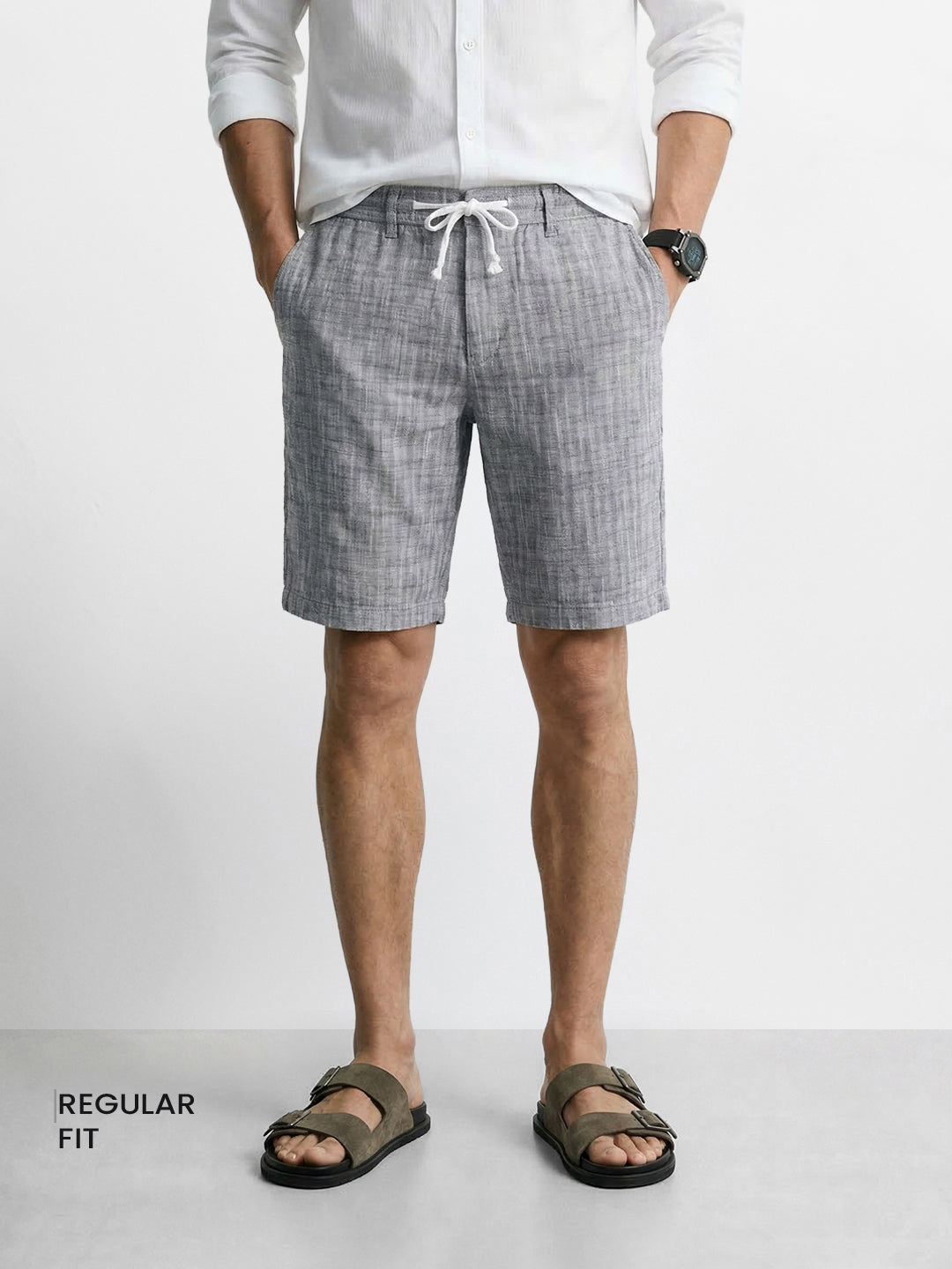 Men's Black Regular Fit Solid Casual Shorts