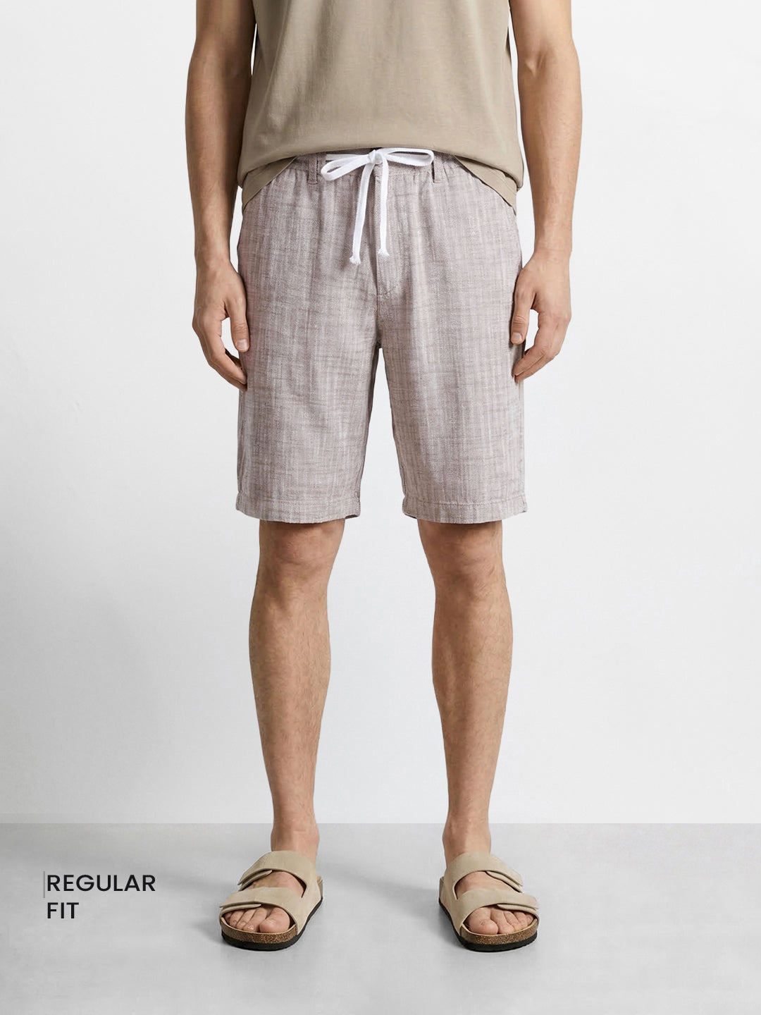 Men's Brown Regular Fit Solid Casual Shorts