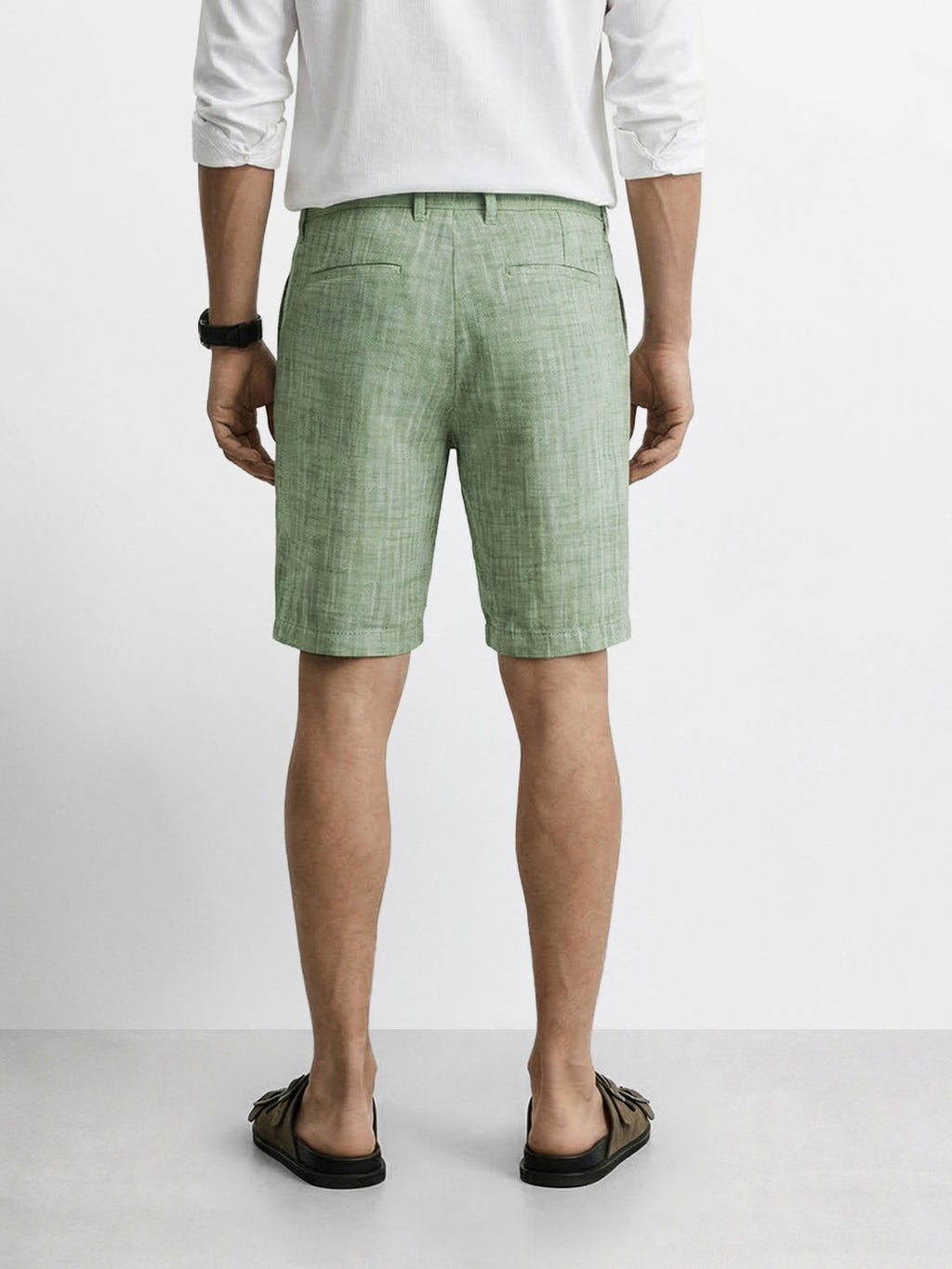 Men's Green Regular Fit Solid Casual Shorts