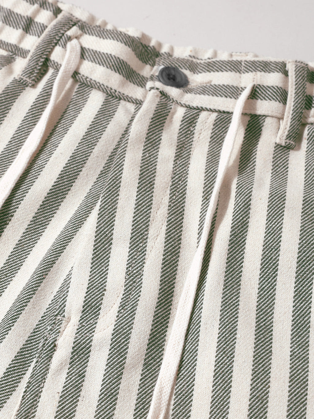 Men's Cream Loose Fit Vertical Stripes Casual Trousers
