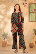 Black Ethnic Traditional Print Top and Pant Cotton Co-ord Set
