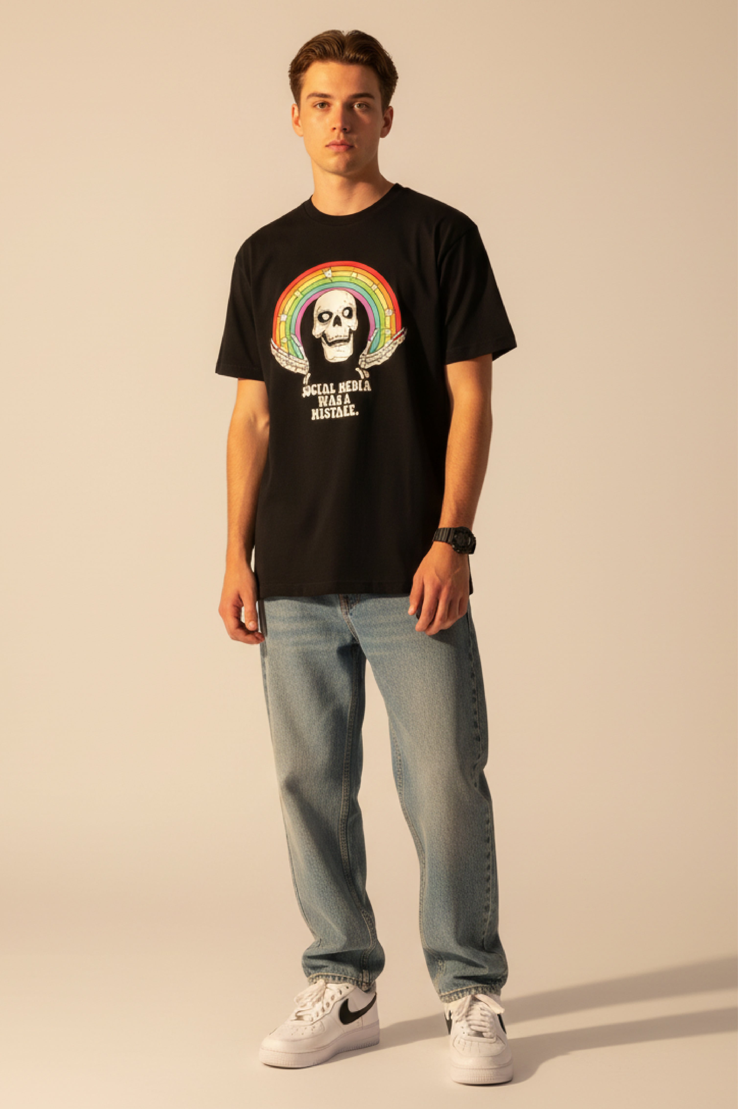 Men Printed Black Cotton Tshirt