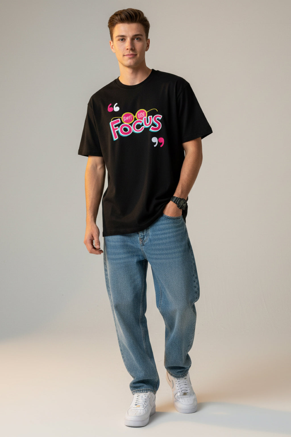 Men Printed Black Cotton Tshirt