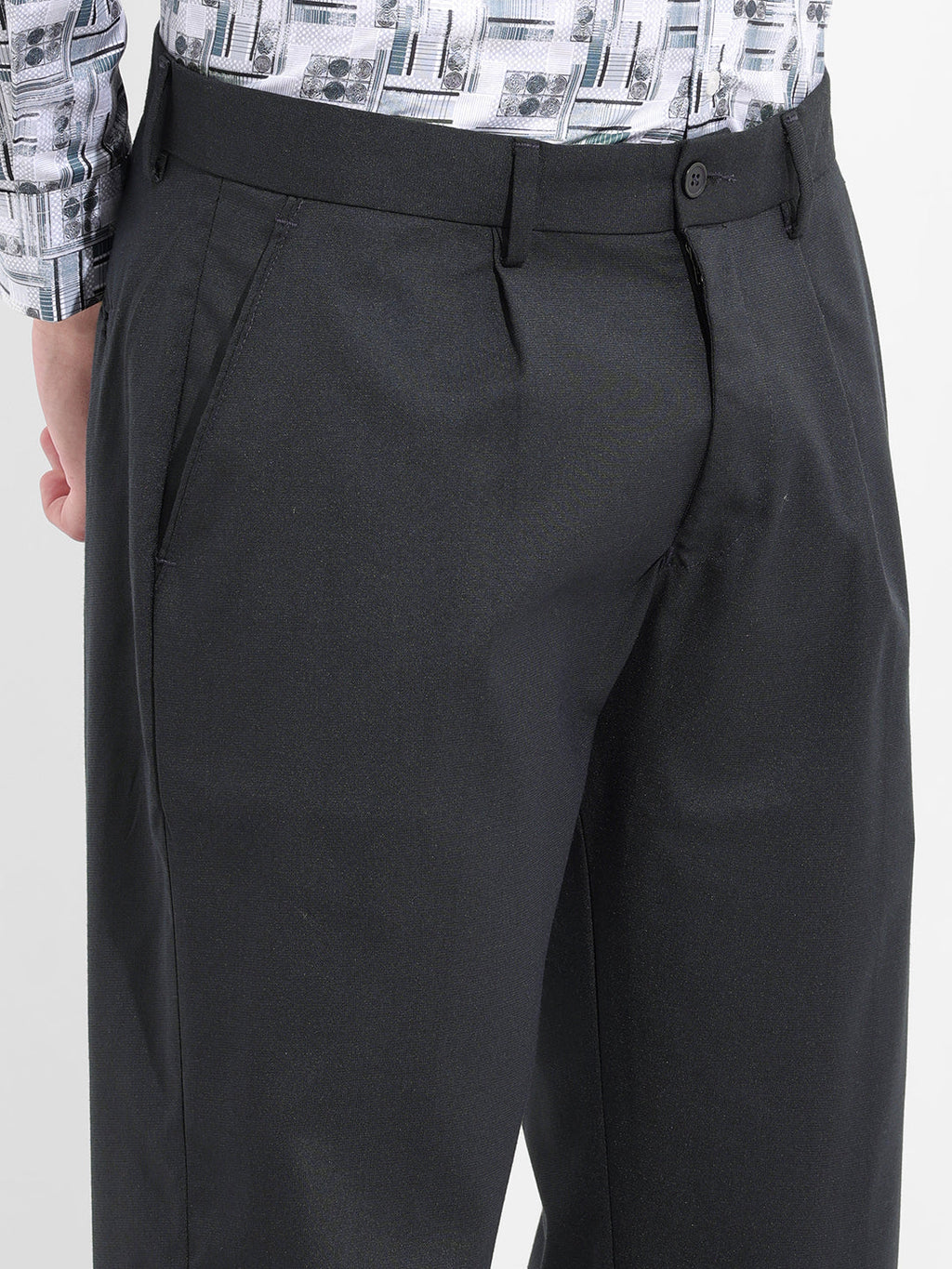 Men Regular Fit Navy Blue Trousers