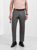 Men's Grey Regular Fit Solid Formal Trouser