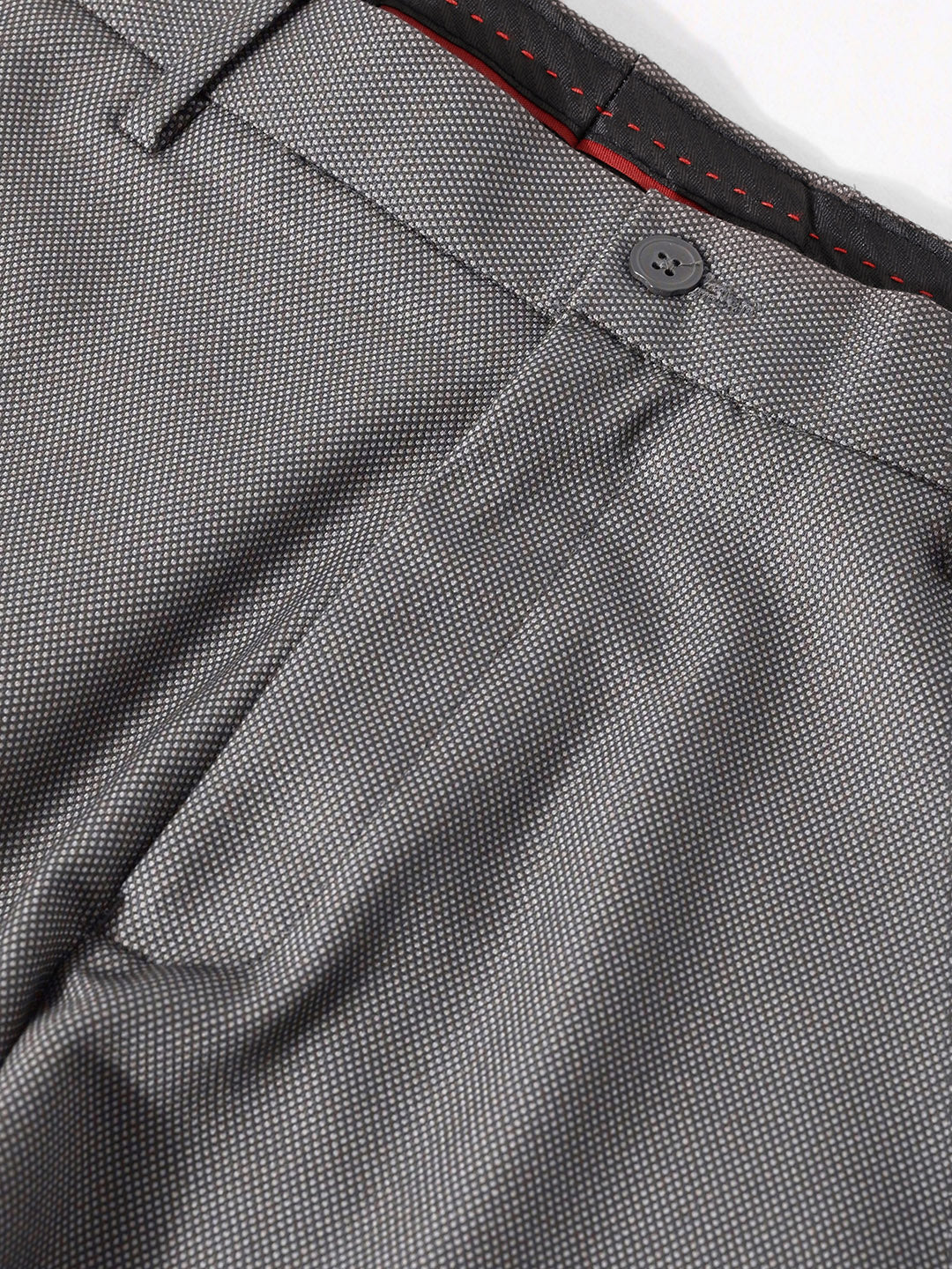 Men's Grey Regular Fit Solid Formal Trouser