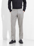 Men's Grey Regular Fit Solid Formal Trouser