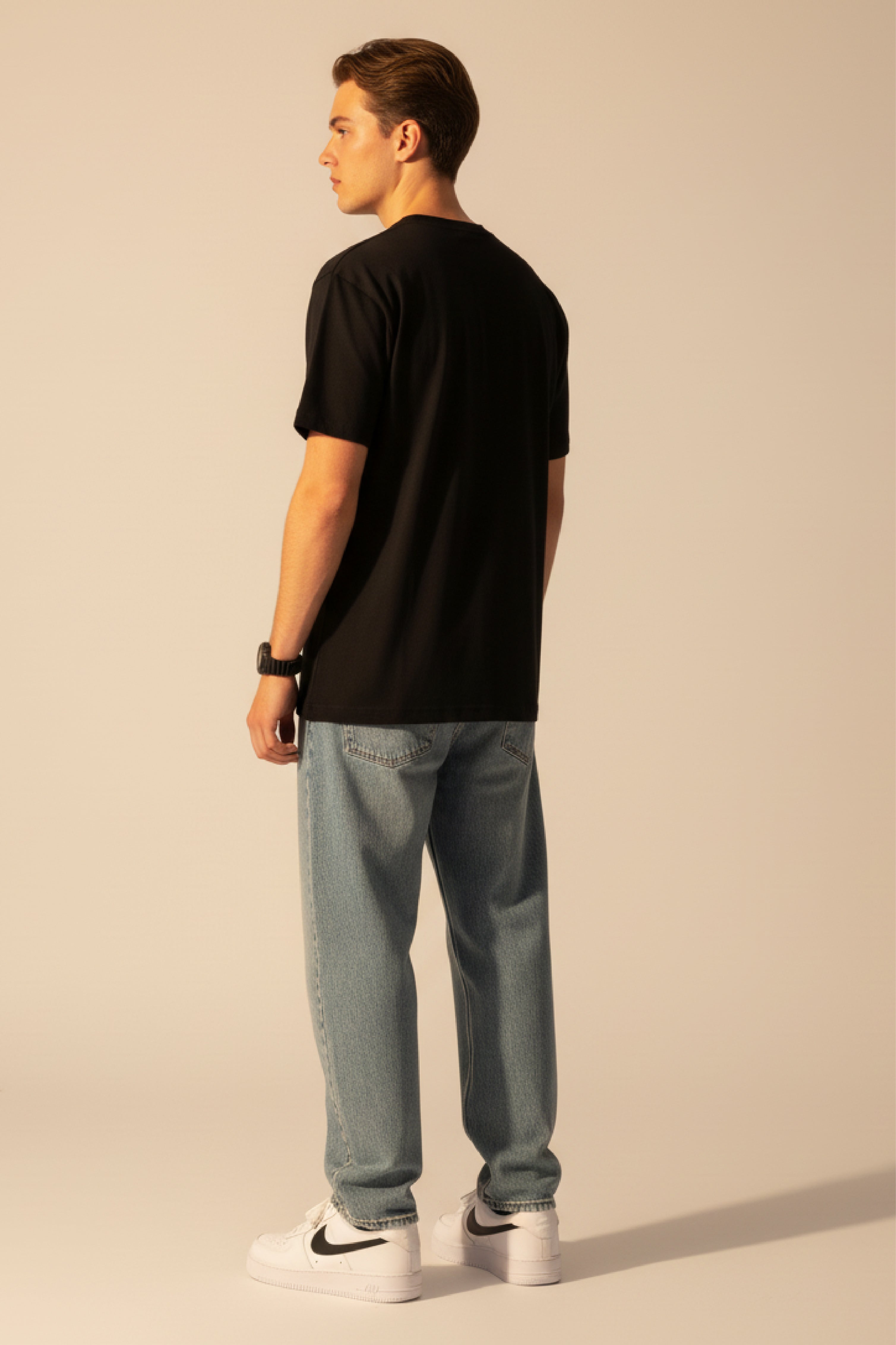 Men Printed Black Cotton Tshirt