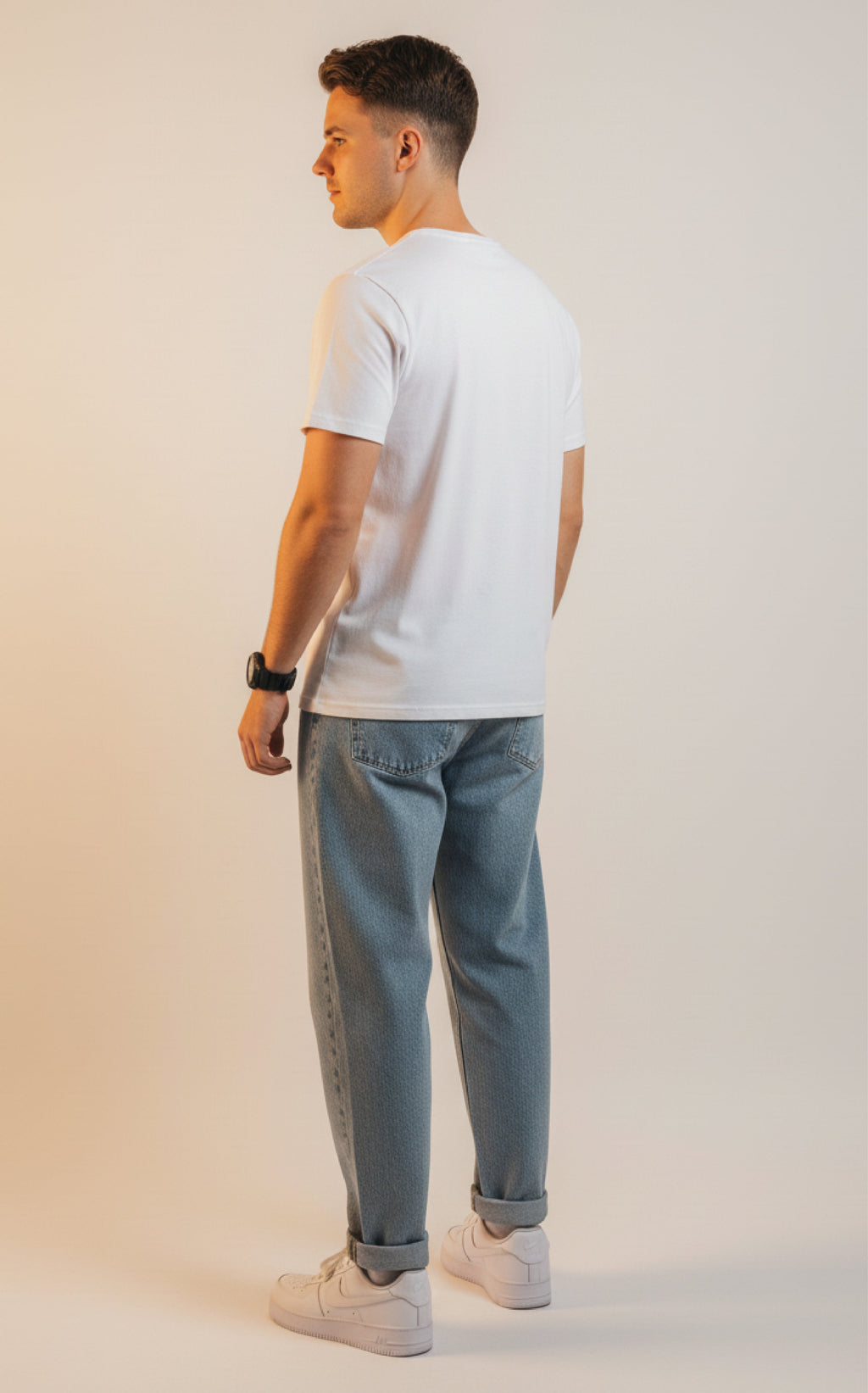 Men Printed White Cotton Tshirt