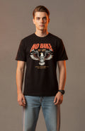 Men Printed Black Cotton Tshirt