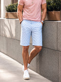 Men's Blue Slim Fit Printed Casual Shorts