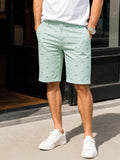 Men's Green Slim Fit Printed Casual Shorts