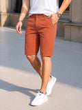 Men's Rust Slim Fit Printed Casual Shorts