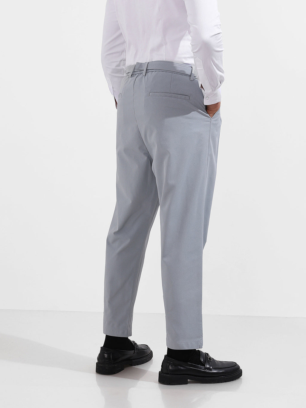Men's Blue Relaxed Fit Utility Textured Trousers
