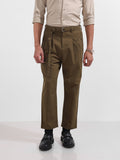 Men's Brown Relaxed Fit Textured Utility Trousers