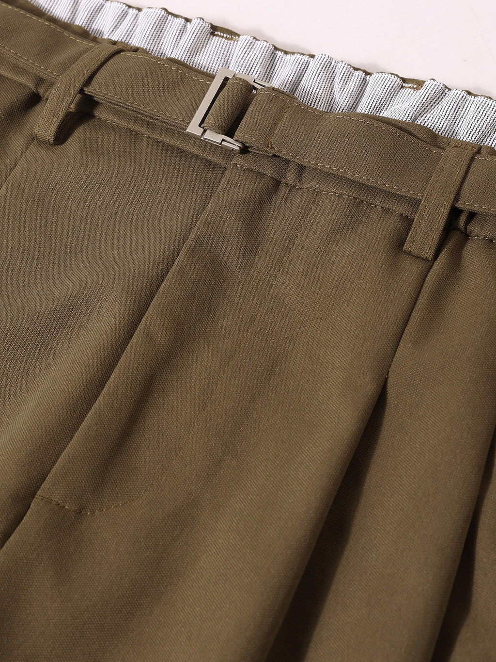 Men's Brown Relaxed Fit Textured Utility Trousers