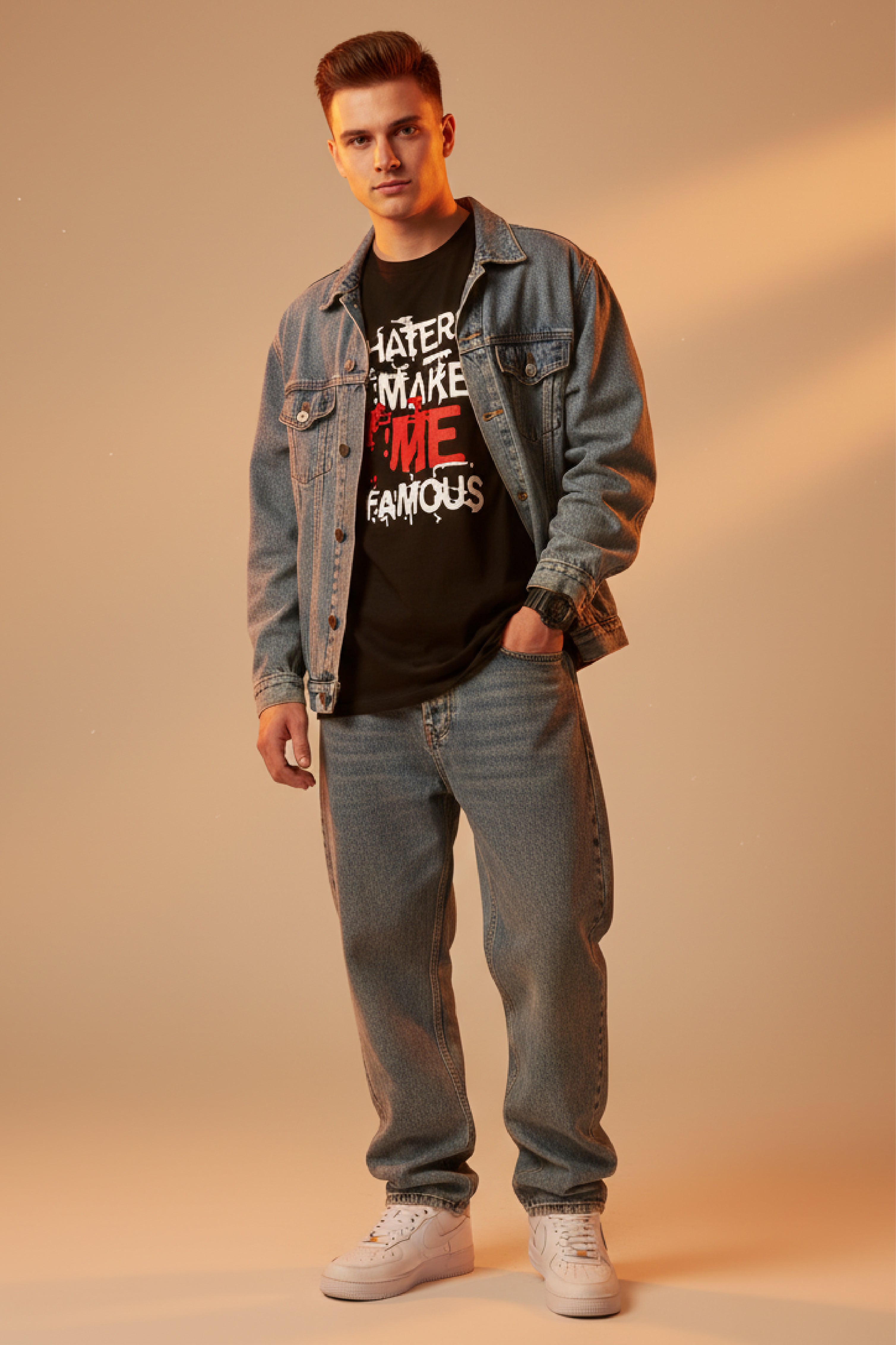 Men Printed Black Cotton Tshirt
