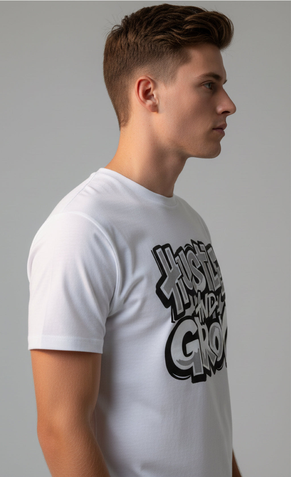 Men Printed White Cotton Tshirt
