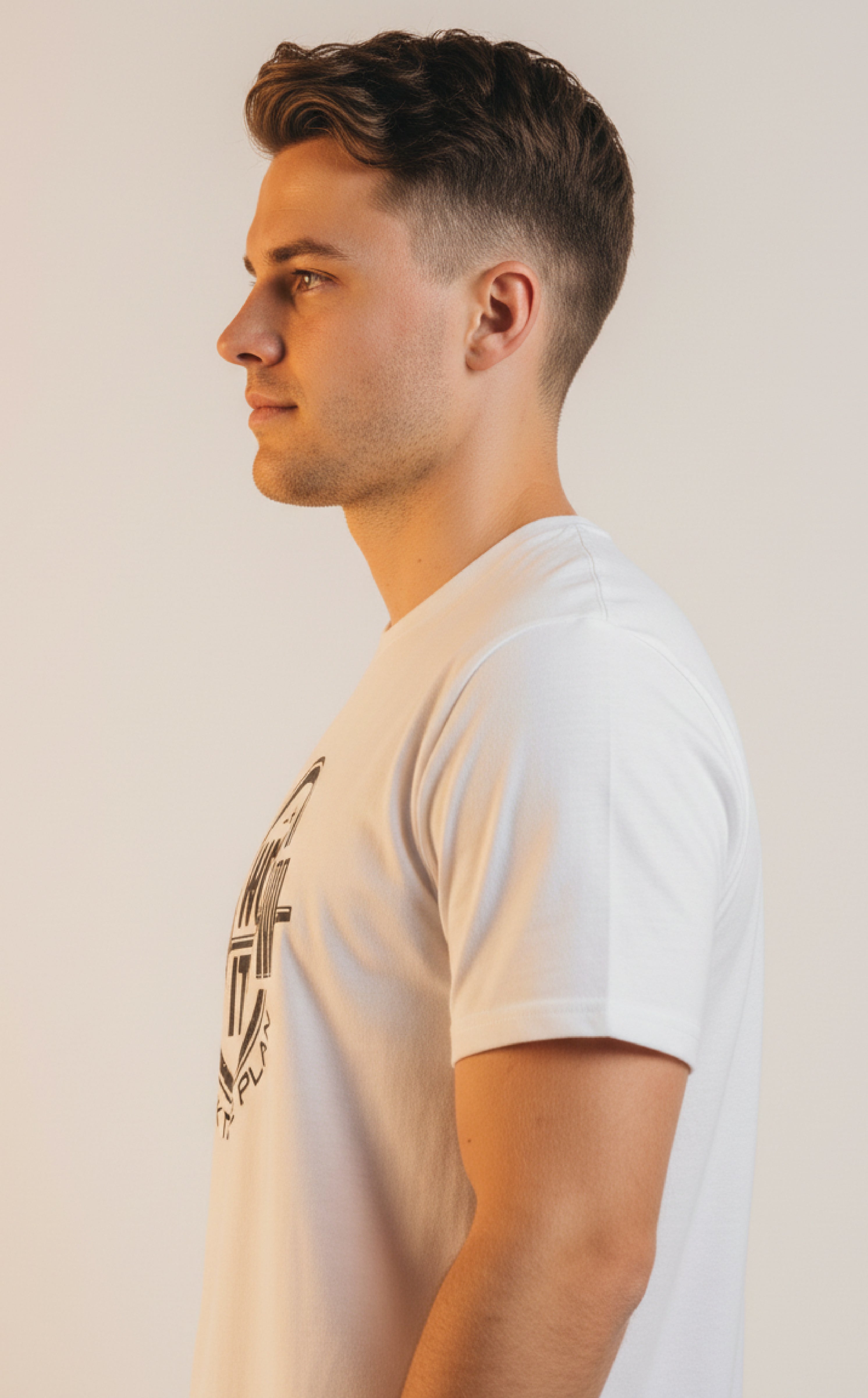 Men Printed White Cotton Tshirt