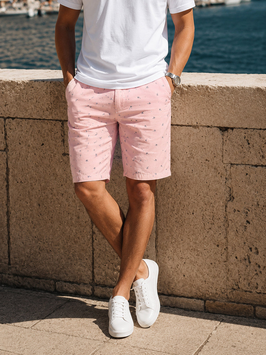 Men's Silver Slim Fit Solid Casual Shorts