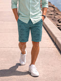 Men's Teal Slim Fit Solid Casual Shorts