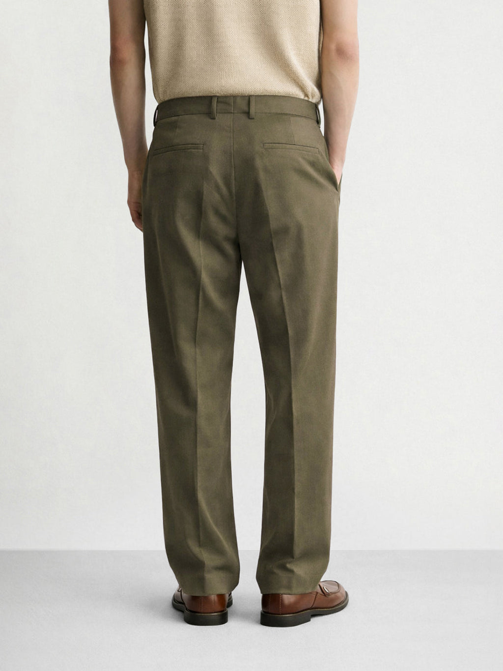 Men's Green Relaxed Fit Solid Utility Trousers