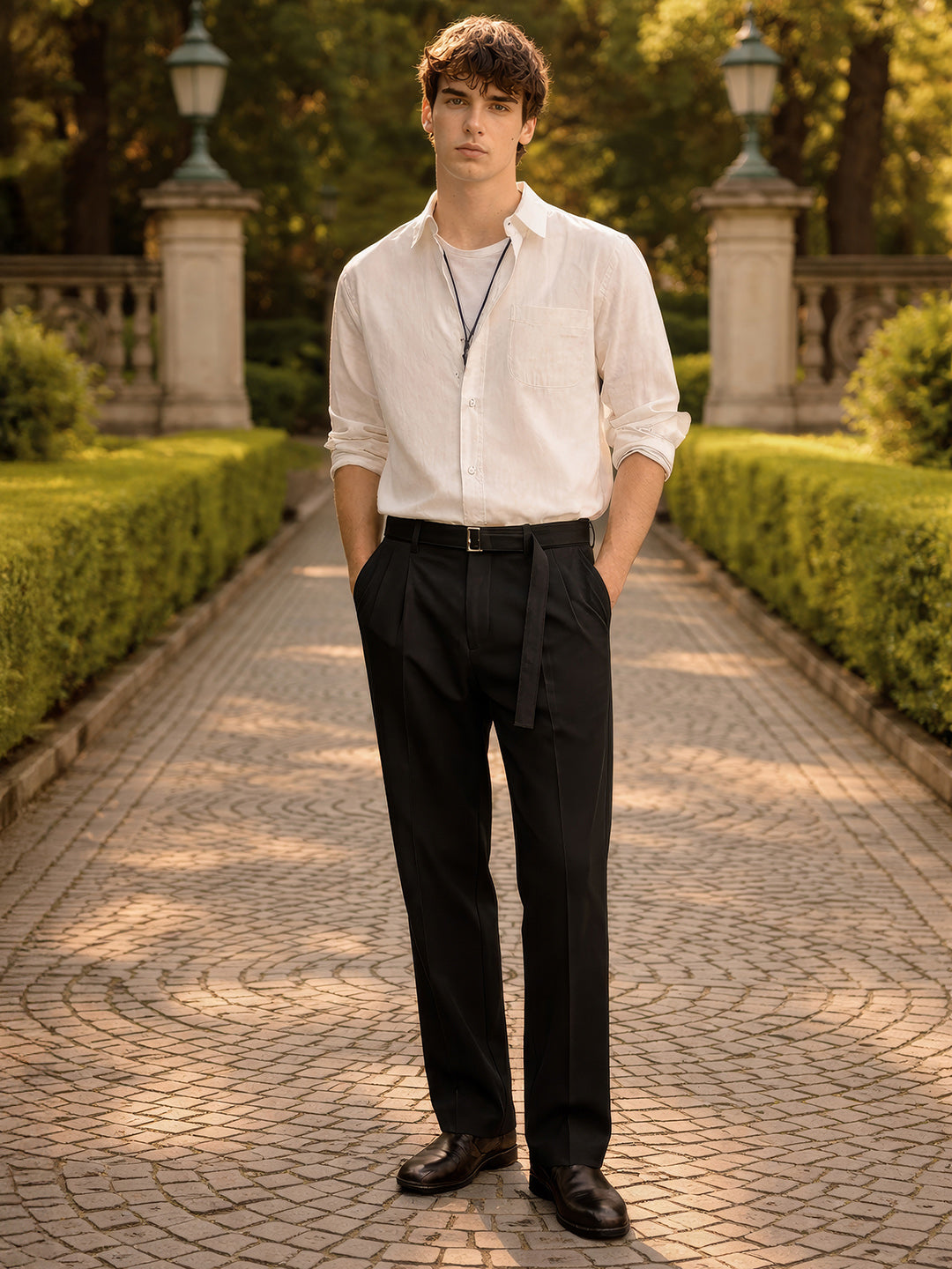 Men's Black Relaxed Fit Solid Utility Trousers