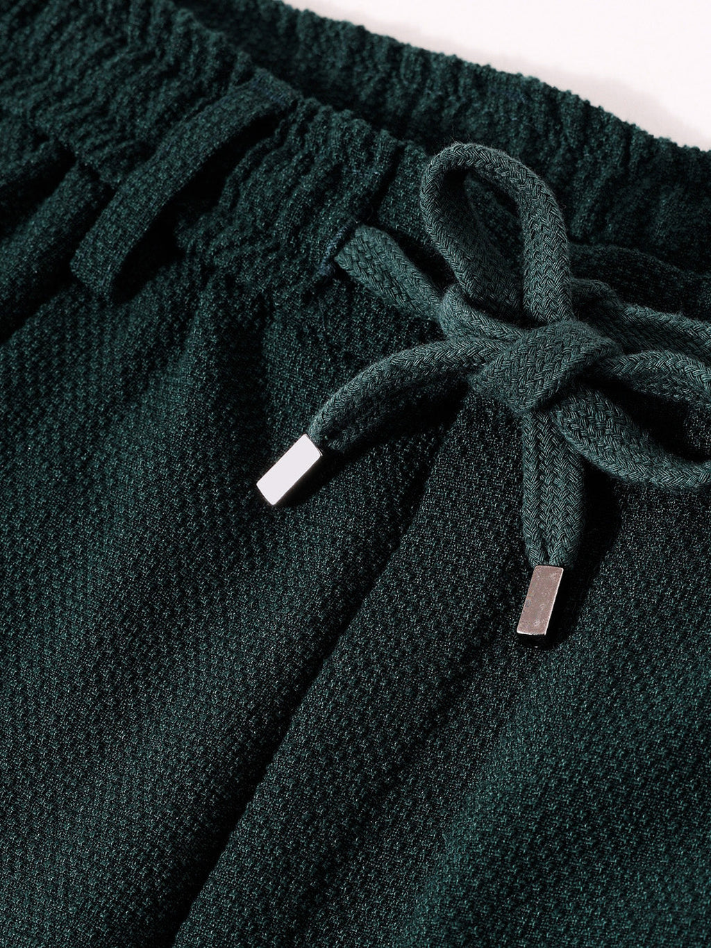 Men's Green Relaxed Fit Textured Casual Trousers