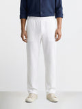 Men's White Relaxed Fit Textured Utility Trousers