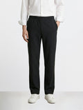 Men's Black Relaxed Fit Textured Utility Trousers