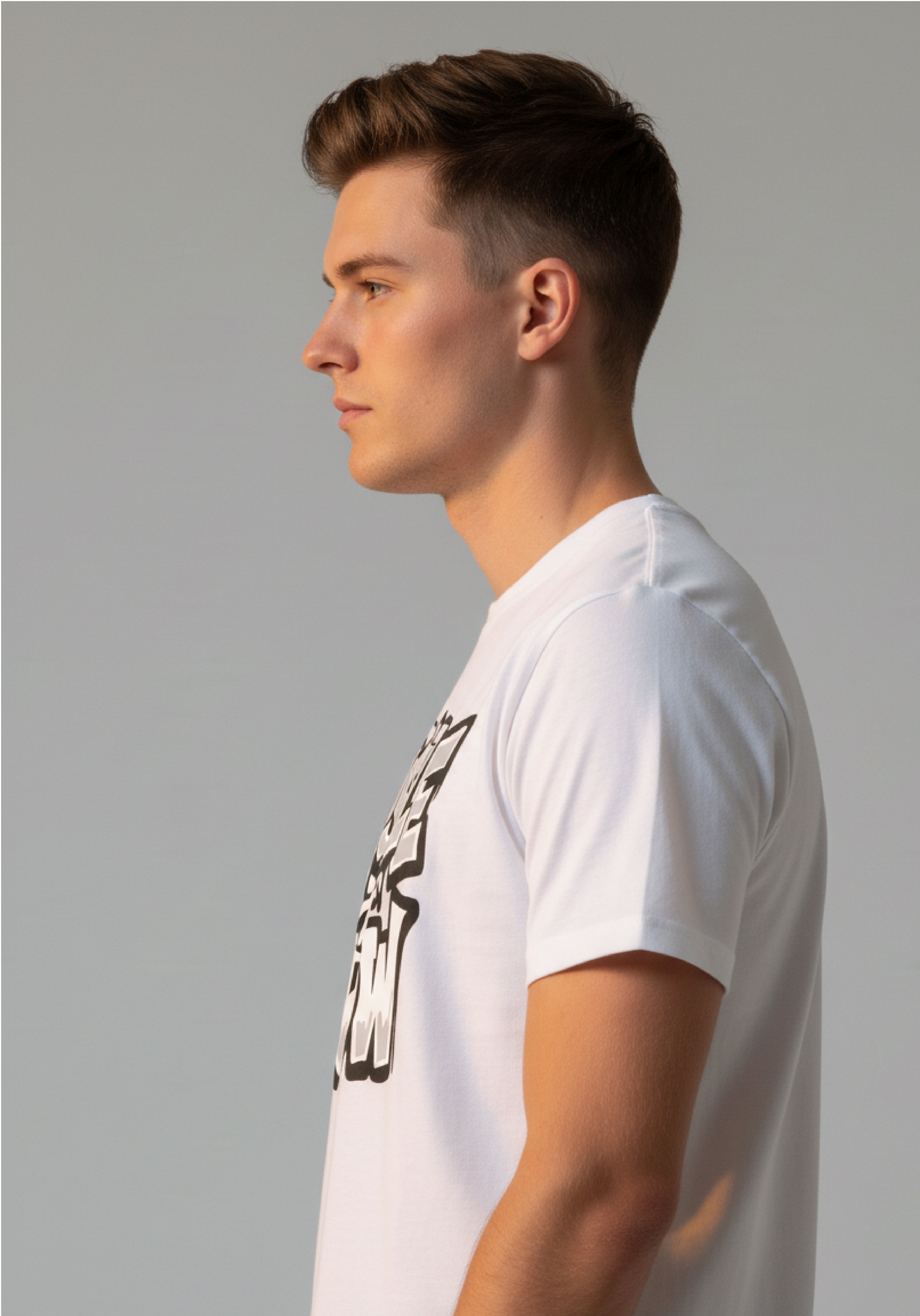 Men Printed White Cotton Tshirt