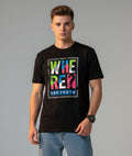 Men Printed Black Cotton Tshirt