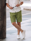 Men's Green Slim Fit Solid Casual Shorts