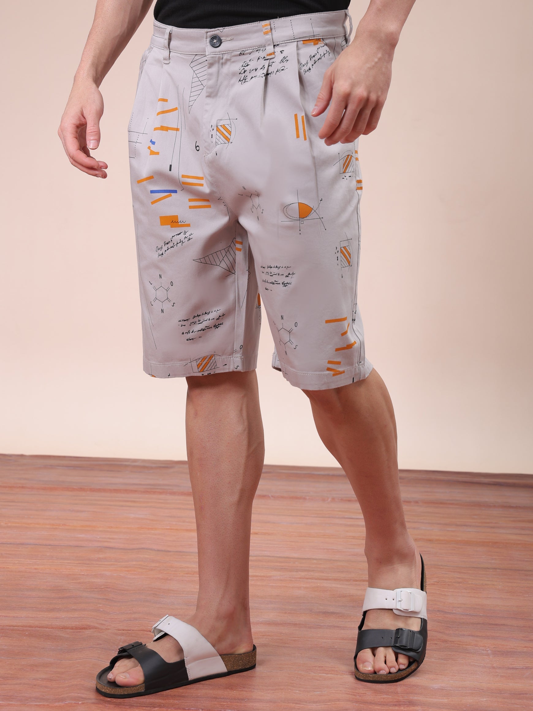Men's Lilac Hint Relaxed Fit Printed Casual Shorts