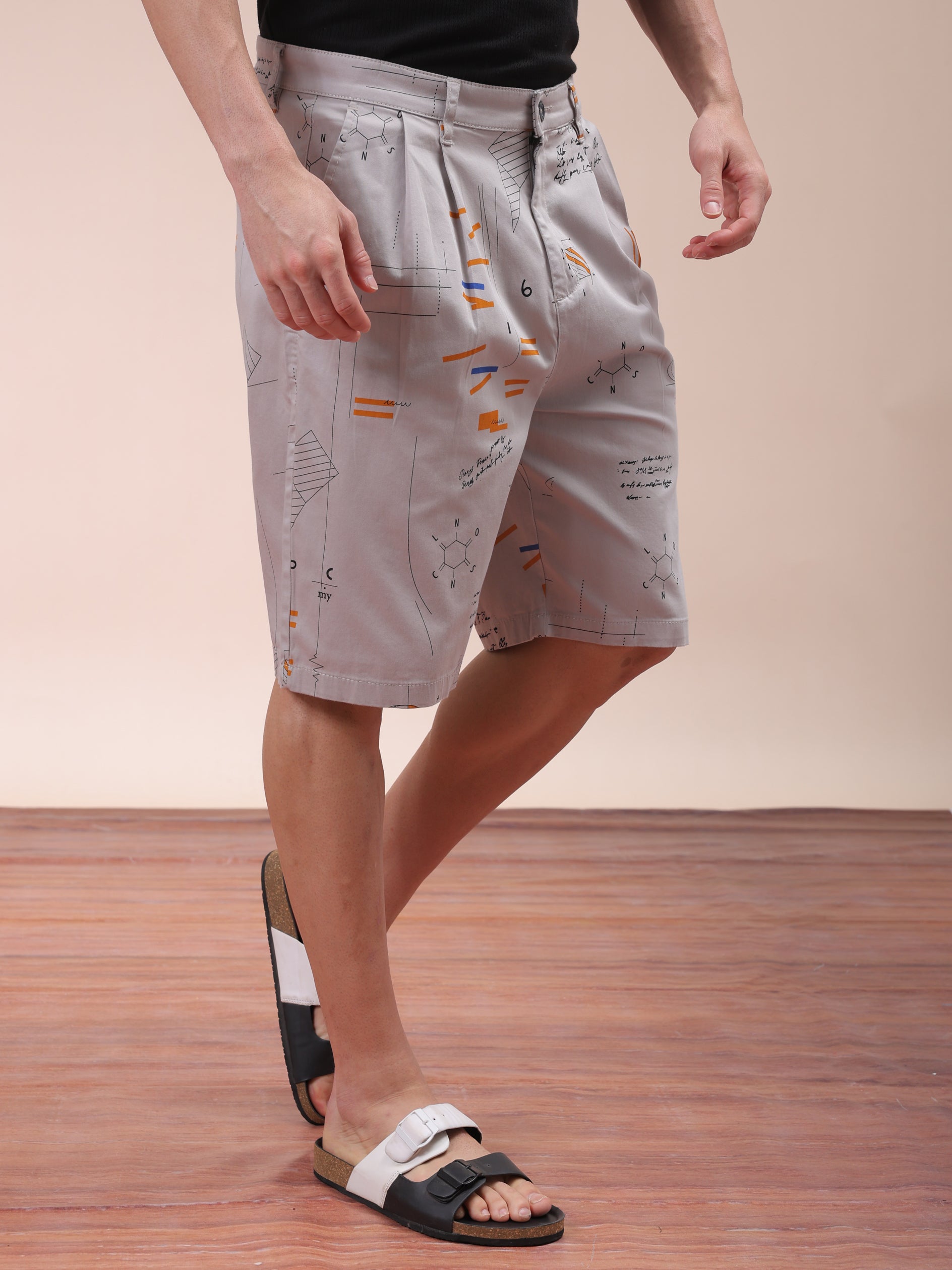 Men's Lilac Hint Relaxed Fit Printed Casual Shorts